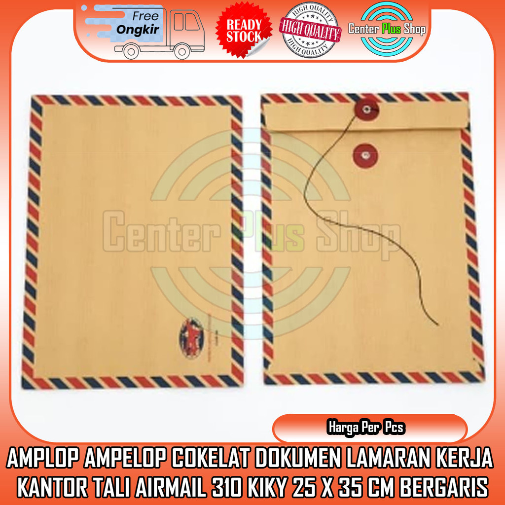 

Amplop Map Coklat Airmail Lamaran Melamar Kerja Ampelop Surat Cokelat Envelope Tali Air Mail Per 1 Lembar Folio Polio Map 25 x 35 Cm Kertas 310 Kiky Berkas Dokumen Resume CV File HVS F4 A4 Garis 80 Gsm Gram AM Lembaran HUM Jet Kyoto