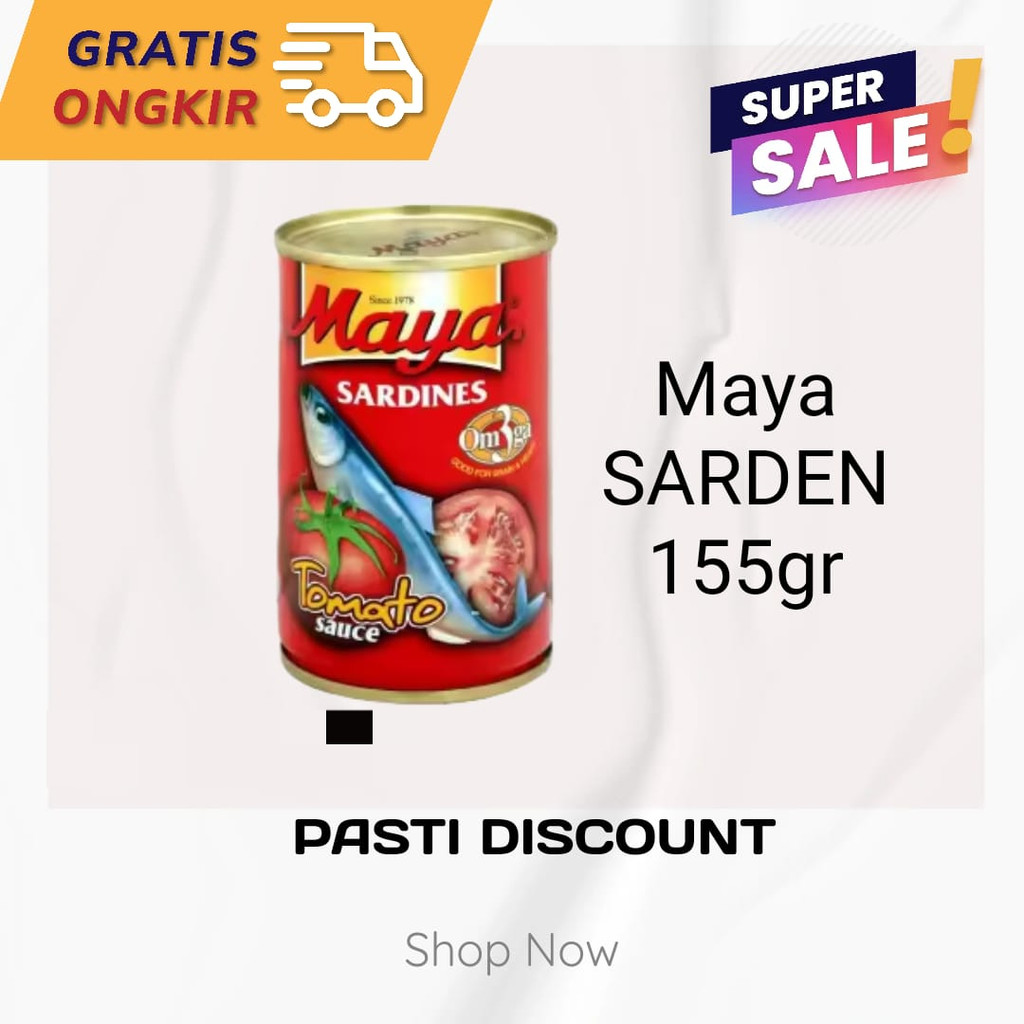 

Sarden Maya 155gr Saus Tomat Kaleng Kecil ikan lezat