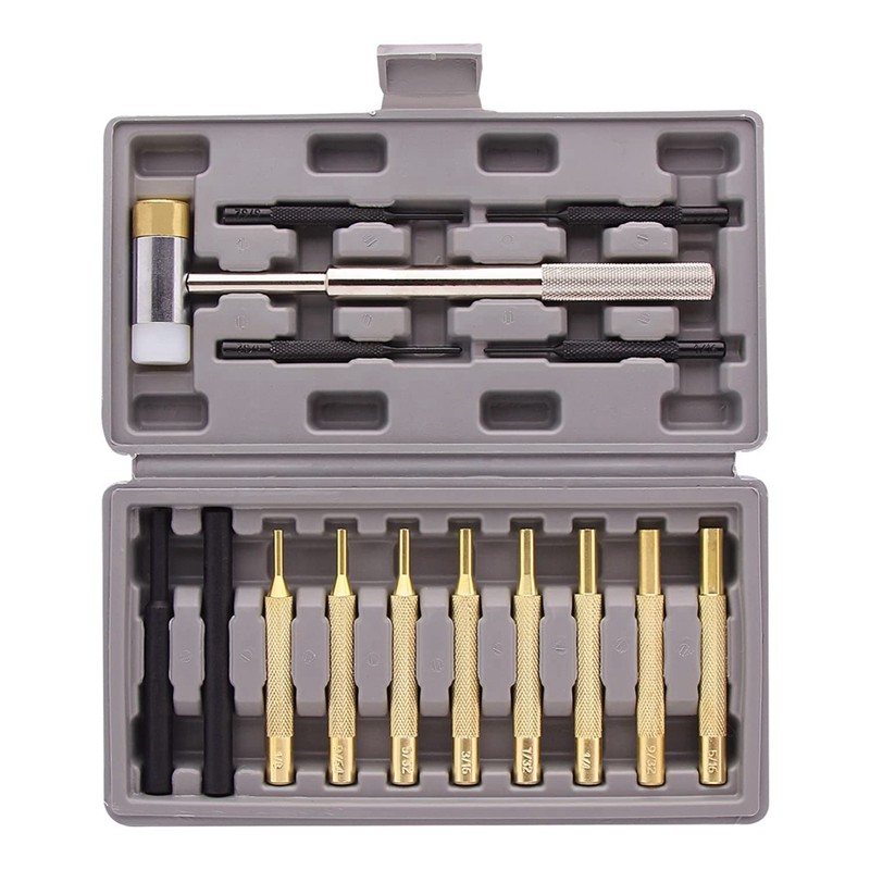 

Professional Roll Pin Punch Set & Hammer Spare Parts With Brass, Steel, Plastic Punches And Interchangeable Hammer Head