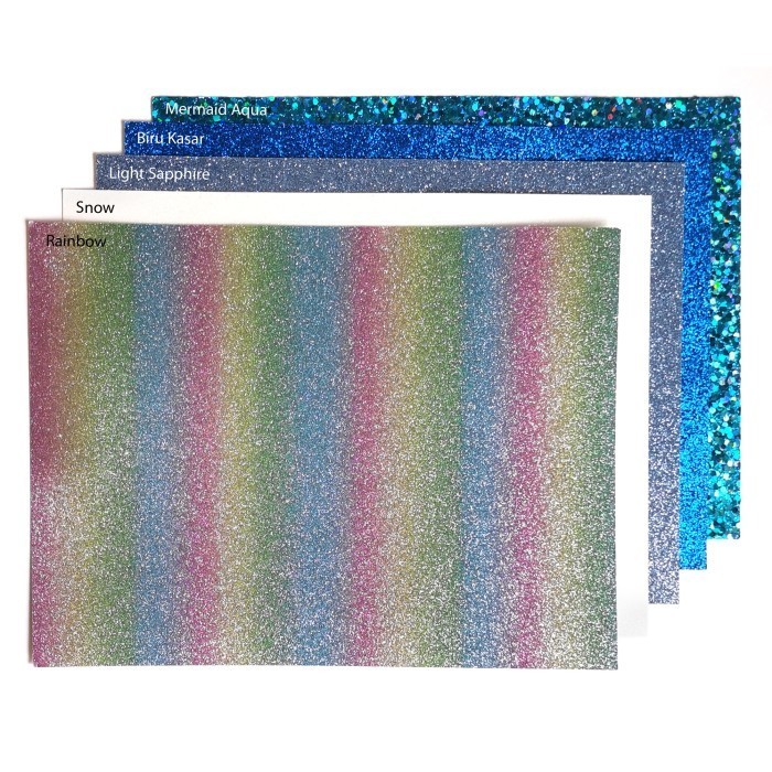 

Kertas Glitter Kasar Paper A4 A3 Biru Blue, Scrapbook Scrap Book - Grayboard, A4