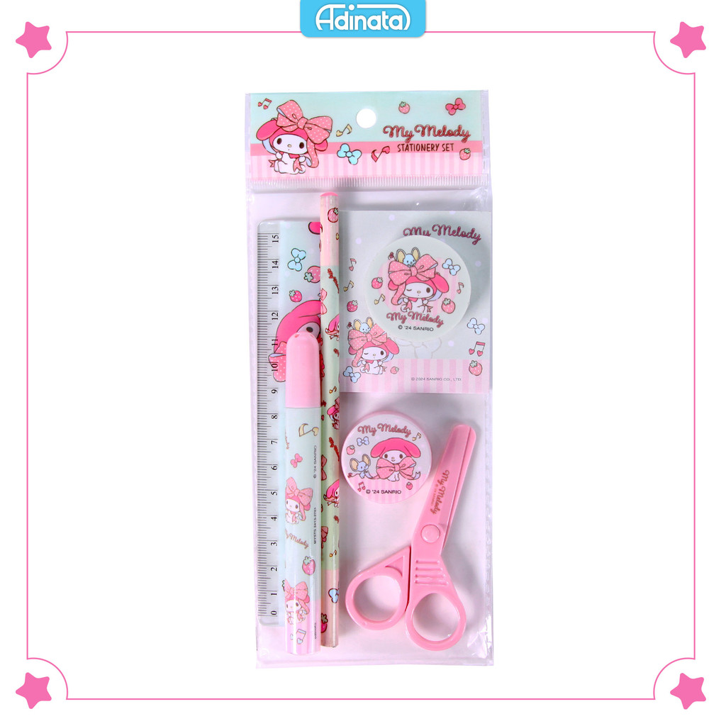 

My Melody stationery set 7 pcs 2413-2761 / paket alat tulis / alat tulis karakter - Adinata