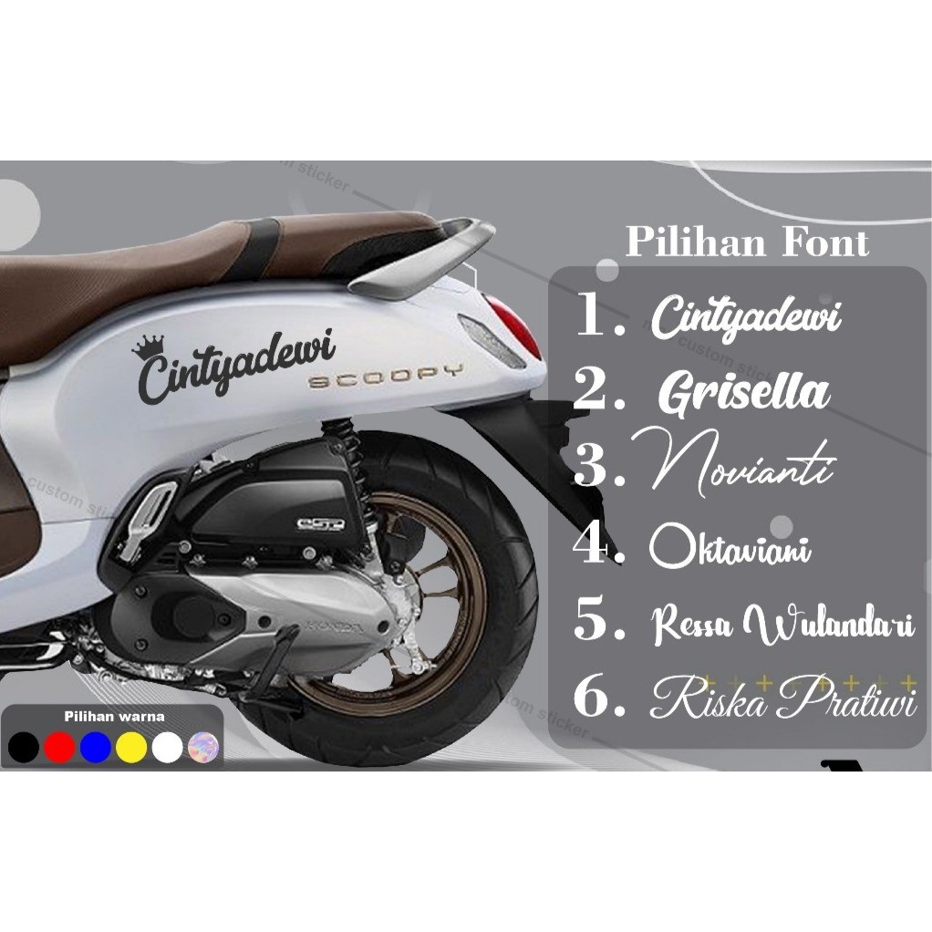 STIKER CUSTOM NAMA BODY SCOOPY - STIKER CUTTING CUSTOM NAMA BODY MOTOR - STIKER CUSTOM NAMA BODY MOT