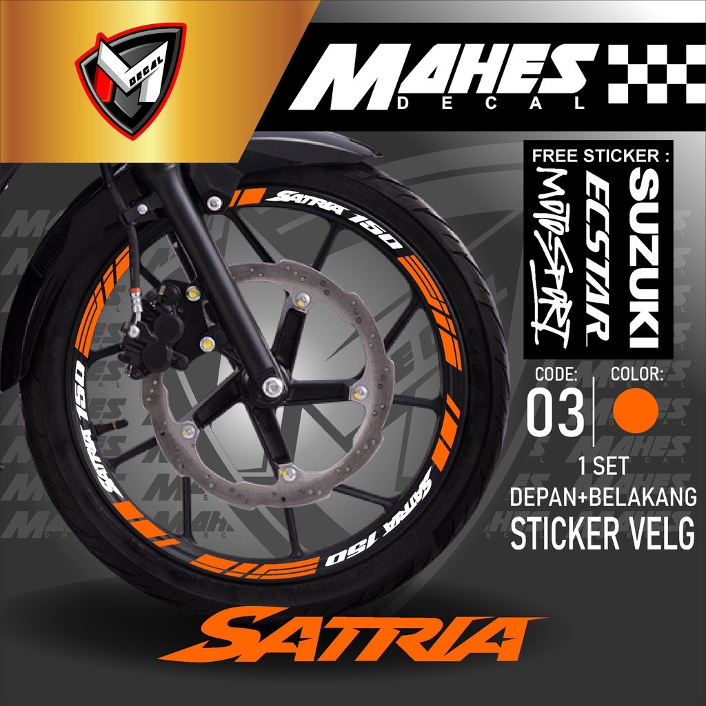 Mahes Decal - Aksesoris Stiker Cutting Sticker List Velg Motor Suzuki Satria Fu 150 Lis Pelek Velk V