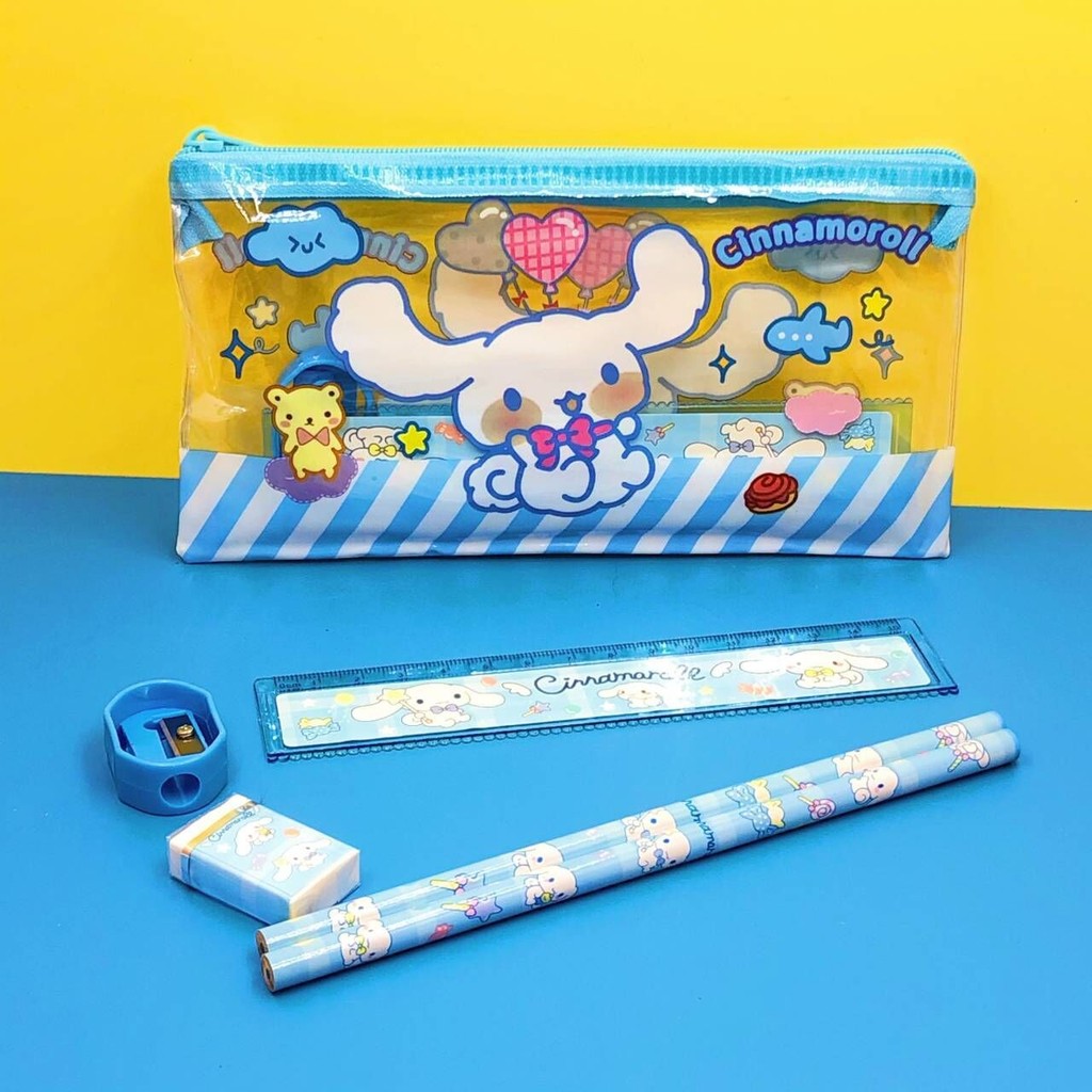 

6 in 1 SET ALAT TULIS SANRIO MURAH / SET ALAT TULIS MOTIF CINNAMOROL MELODY KUROMI