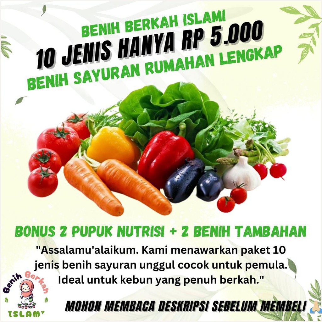 PAKET 10 MACAM BENIH SAYURAN DAUN | SAYURAN RUMAHAN LENGKAP COD bibit  sayuran benih  sayuran