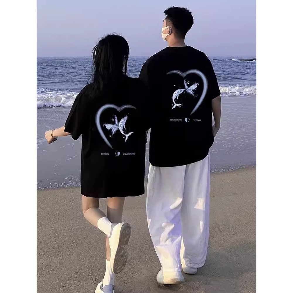 Kupu-Kupu Paus kaos pria T-shirt wanita t shirt pria baju couple pasangan oversize couple