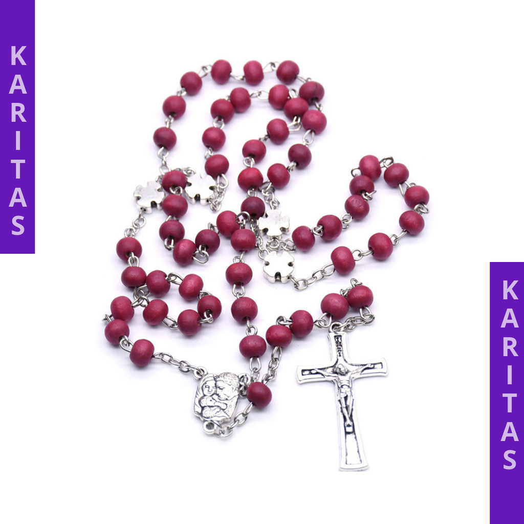 ROSARIO KALUNG KAYU MERAH / KALUNG ROSARIO KATOLIK / ROSARIO ASLI / ROSARIO KAYU / KONTAS