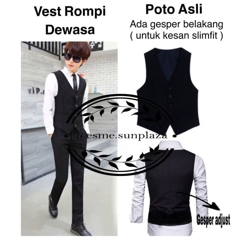 Rompi anak anak sampai dewasa cowo polos rompi hitam laki laki