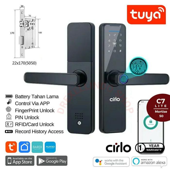 

LARIS -Cirlo Home Smart Door Lock Handle C7 Lite Black Mortise 5050 - CIRLO C7 LITE V3
