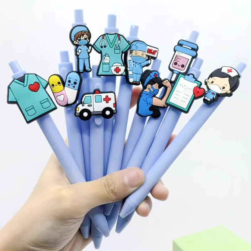 

10PCS medical patch pen, solid color medical series gender-neutral pen, creative gift pen ballpoint pen, random model