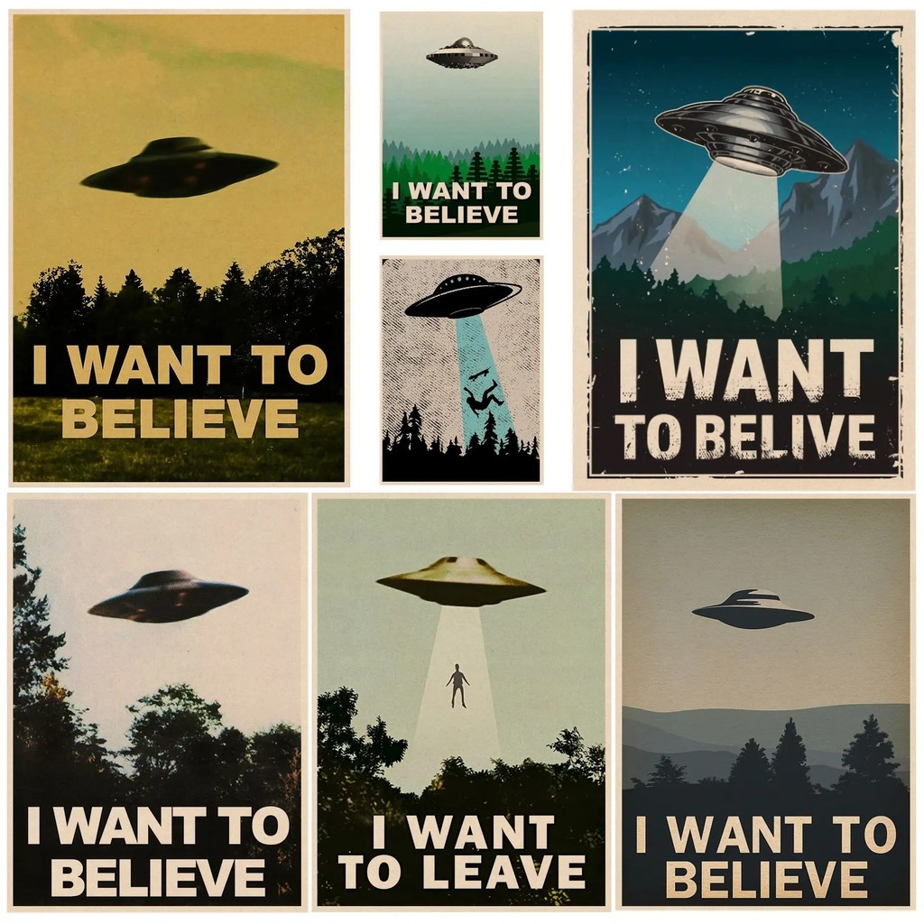 The X-Files I Want To Believe Classic Movie Posters Retro Canvas Painting Room Bar Cafe Wall Paintin