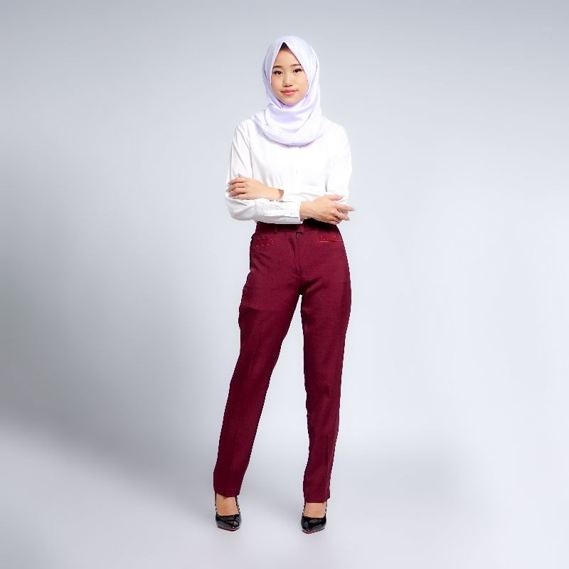 DHOLISHOP.ID Seragam kerja wanita terbaru reguler fit polyester premium stretch import syakira ungu 