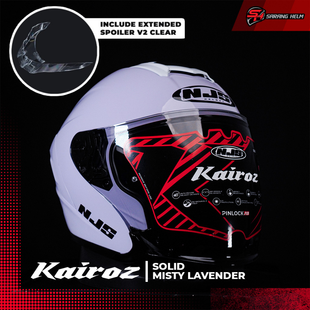 NJS Kairoz Solid (FREE SPOILER) - Helm Half Face | Kairoz | Kairoz V1 | Kairoz Polos | Kairoz | NJS