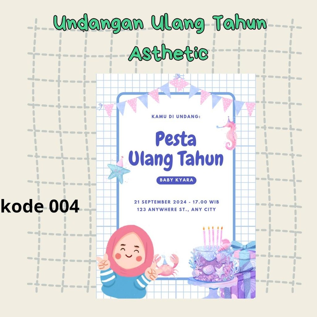 

25 pcs Undangan Ulang Tahun Anak Pakai Foto - Bisa Custom Free Plastik Card