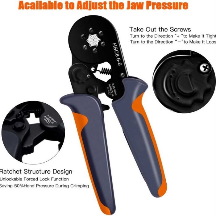 

VLTM Wire Crimp Tool Self Adjusting Crimping Pliers 0.25-6mm2 HASCYV