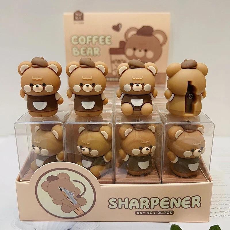

Kawaii Bear Pencil Sharpener Silicone Single Hole Manual Pencil Cutter Korean Stationery Student Kid Gift School Office Supplies