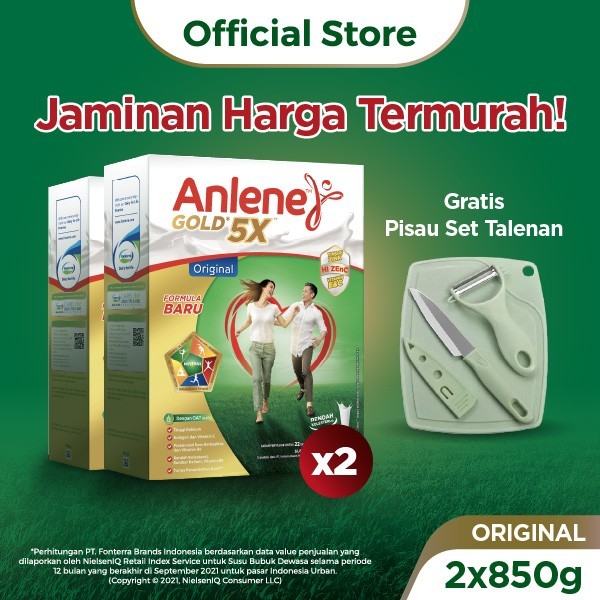 

[[PROMO]]BEST SELLER Anlene Gold 5X Susu Bubuk Dewasa Original 2 x 850g - Free Gift - Pisau Set