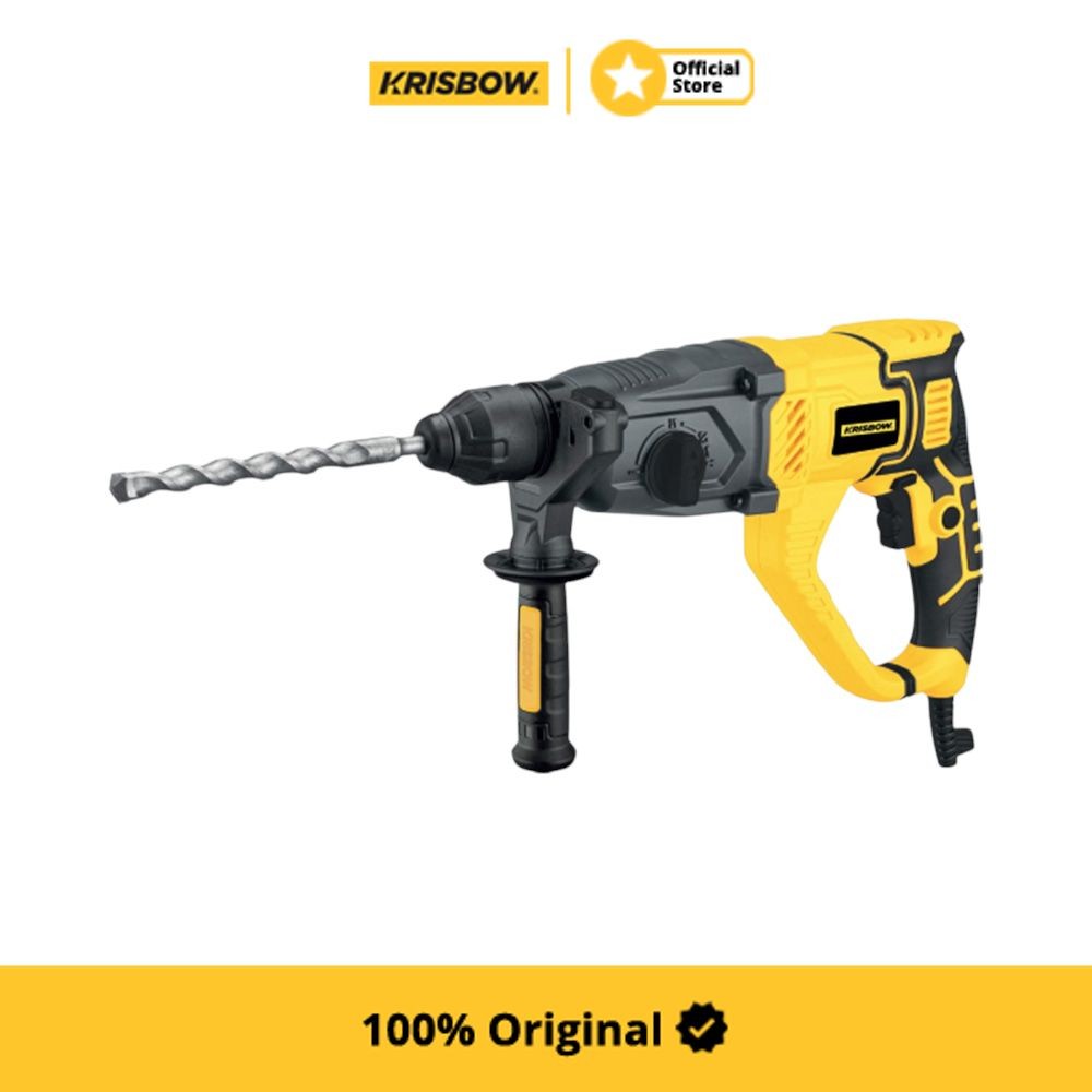 Krisbow Bor Listrik Rotary Hammer 26 mm 1050 Watt Irrh262 - Kuning Rotary Hammer Drill 26 mm 1050W I