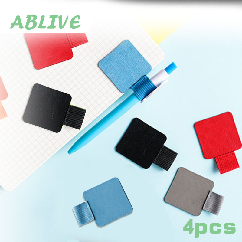 

Isi 4 Leather Clip Pen Dengan Lengket Pen Holder Stylus Pulpen Kulit Asli Notebook Pen Holder