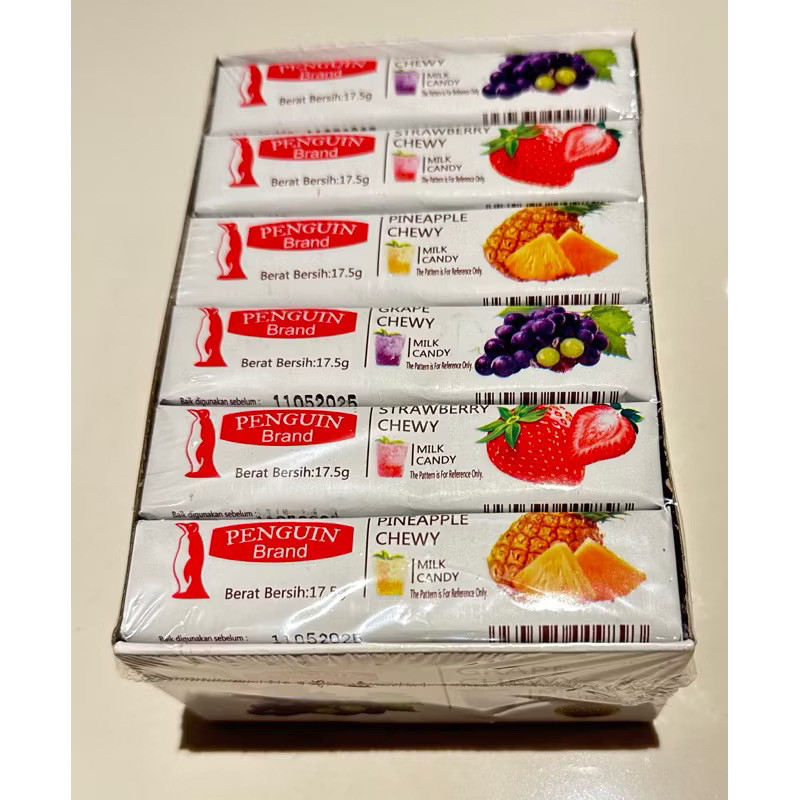 

Chewy fruity milk candy pak isi 30pcs @17,5gr hi-chew anggur jeruk strawberry nanas aneka buah