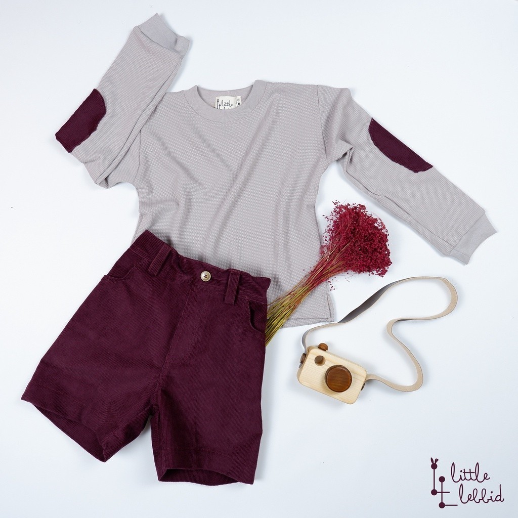 Setelan Baju Anak Laki Laki Sweater COWOK Keren Umur 1 - 7 tahun Bahan Waffle Uniqlo Warna Burgundy