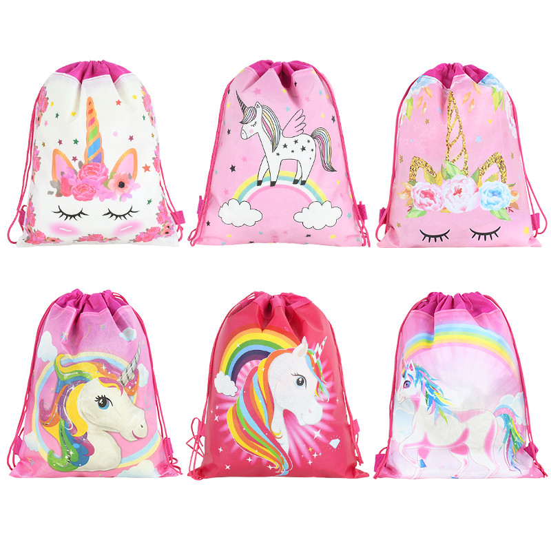 

1PCS Unicorn Backpack Non-Woven Drawstring Bag Children Kids Favors School Bag Birthday Party Gifts Unicorn Storage Rucksack
