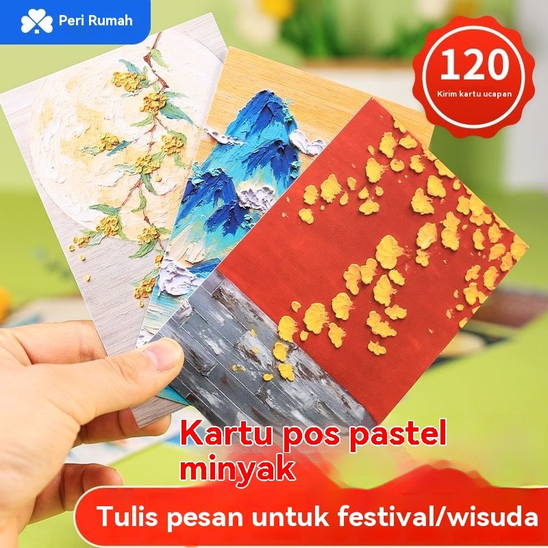 

3D Kartu Pos Pop-up Kartu Ucapan Gaya Lukisan Minyak Tangan Kartu Pemandangan DIY Kartu Surat Kreatif Tulisan Tangan untuk Pacar/Teman/Guru