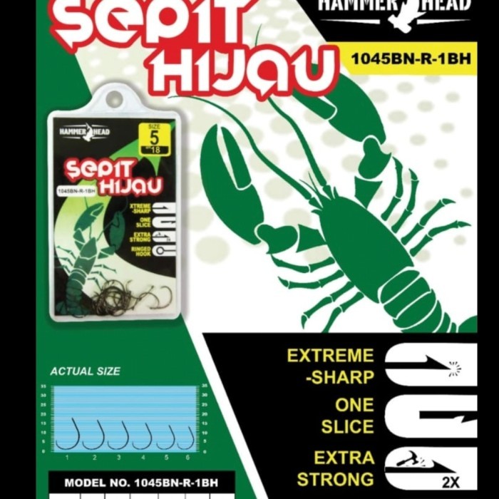 mata kail pancing hammerhead sepit hijau pancing udang