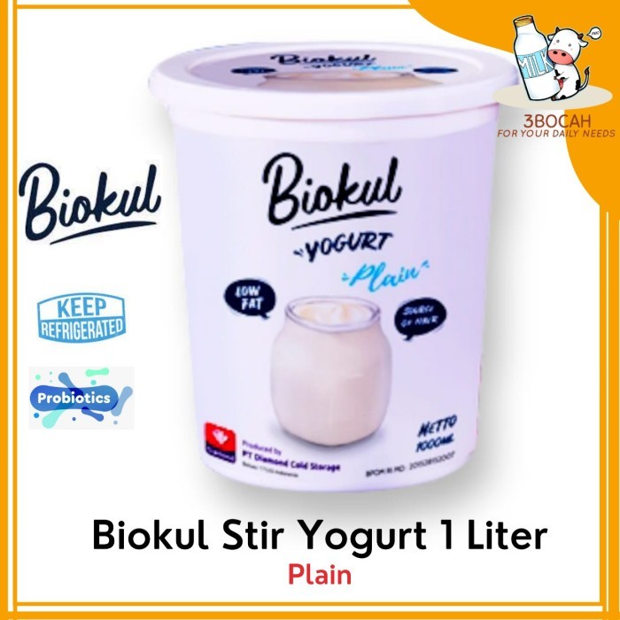 

Yogurt Biokul 1000ml 1 liter stirred plain strawberry blueberry lowfat - Tawar
