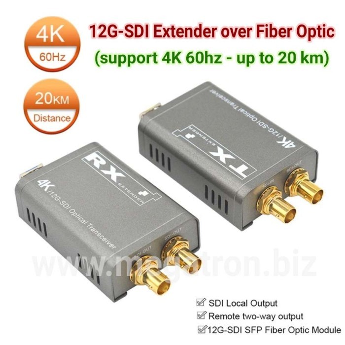 12G-SDI Extender via Fiber Optic (FO) - Up to 20km - support 4K 60Hz