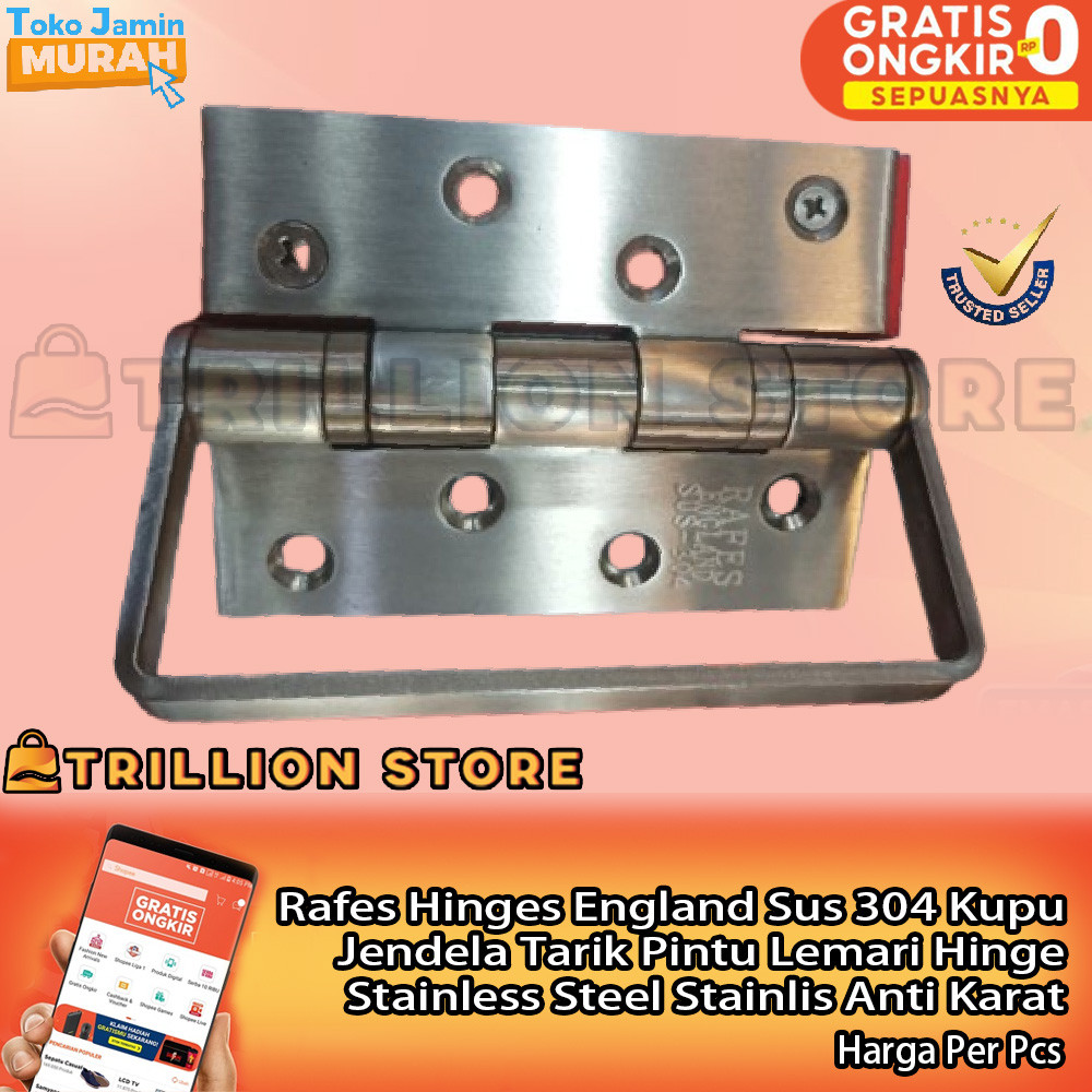 Rafes Hinges England Sus 304 Engsel Kupu Jendela Pintu Tarik Lemari Hinge Almari Stainless Steel Sta