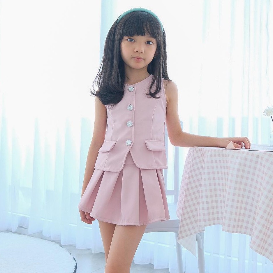 Noelle Rose Set Setelan Blazer Skort Rok Pendek Ala Korea Anak Perempuan