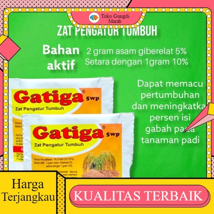 ZPT GA3 Gatiga 5wp. Gibberelic Acid 5% kemasan 2gr. zat pengatur tumbuh & pembesar buah/umbi gatiga5