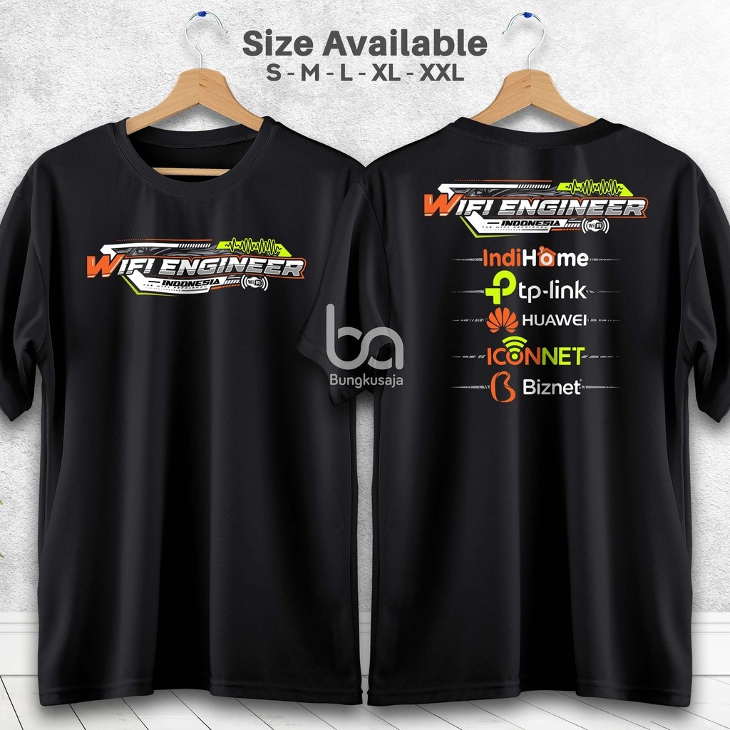 Kaos Teknisi Wifi Engineer Indonesia IndiHome Biznet Tshirt Distro Cotton Combed 30s Bungkusaja A244