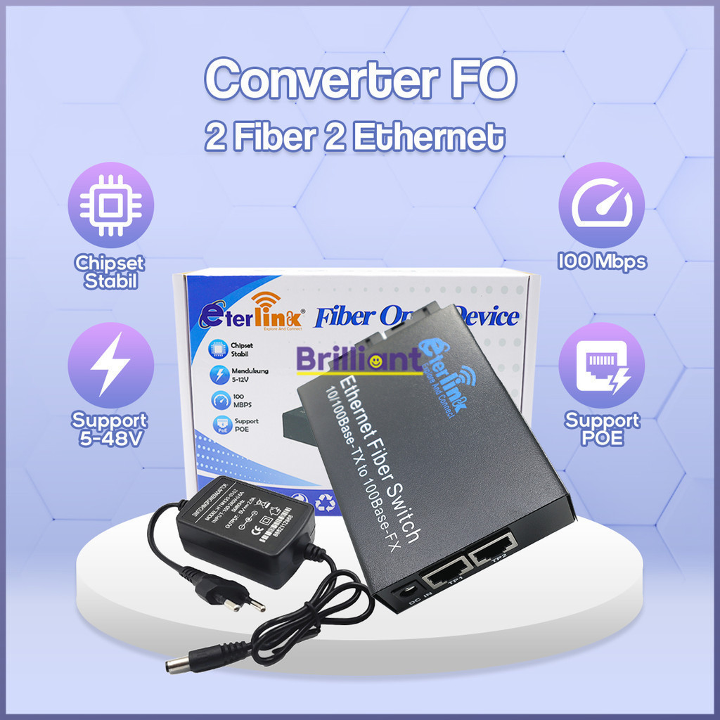 TERBARU BISA COD - MEDIA CONVERTER 2 FIBER 2 ETHERNET CM2F2E 2F2E-ConverterSaja / FULLSET