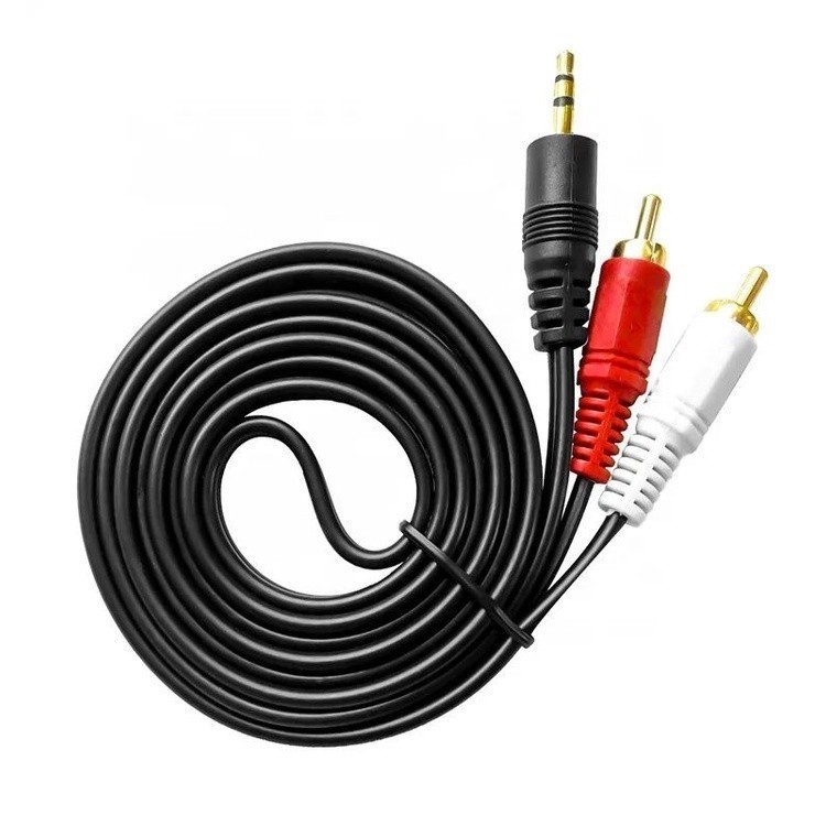 ME80 Kabel Audio Video AUX 2in1 Jack 3.5mm to RCA AV hitam 1meter original