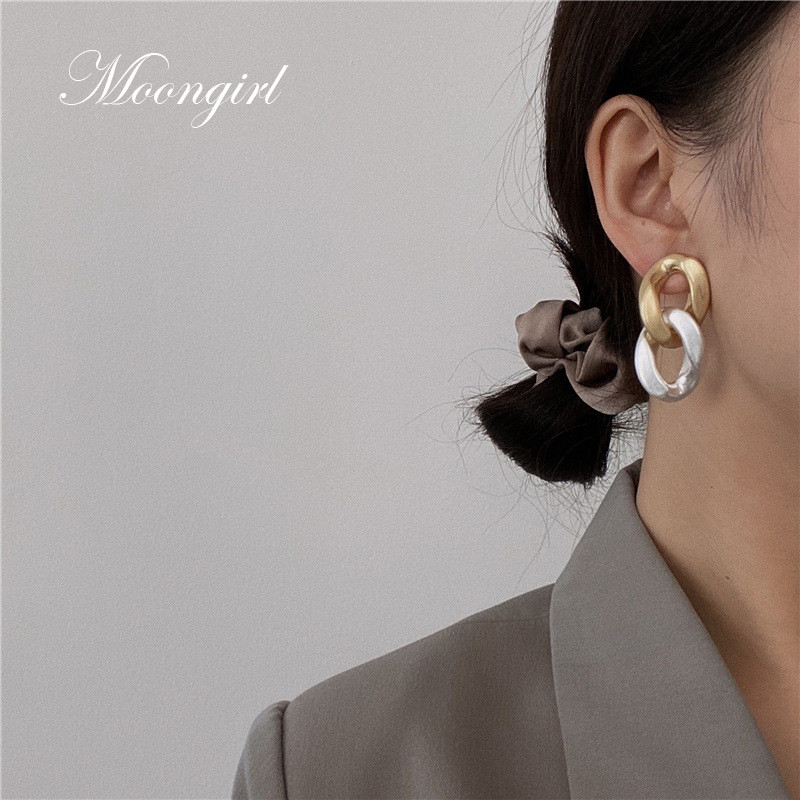 【 moongirl】anting anting rumbai panjang anting-anting geometris emas dan perak pin perak sterling  A