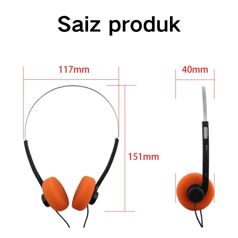 TERBARU NOISE REDUCTION JACK 3,5MM HEADPHONE VINTAGE HEADPHONE PERMAINAN PORTABEL STEREO VINTAGE