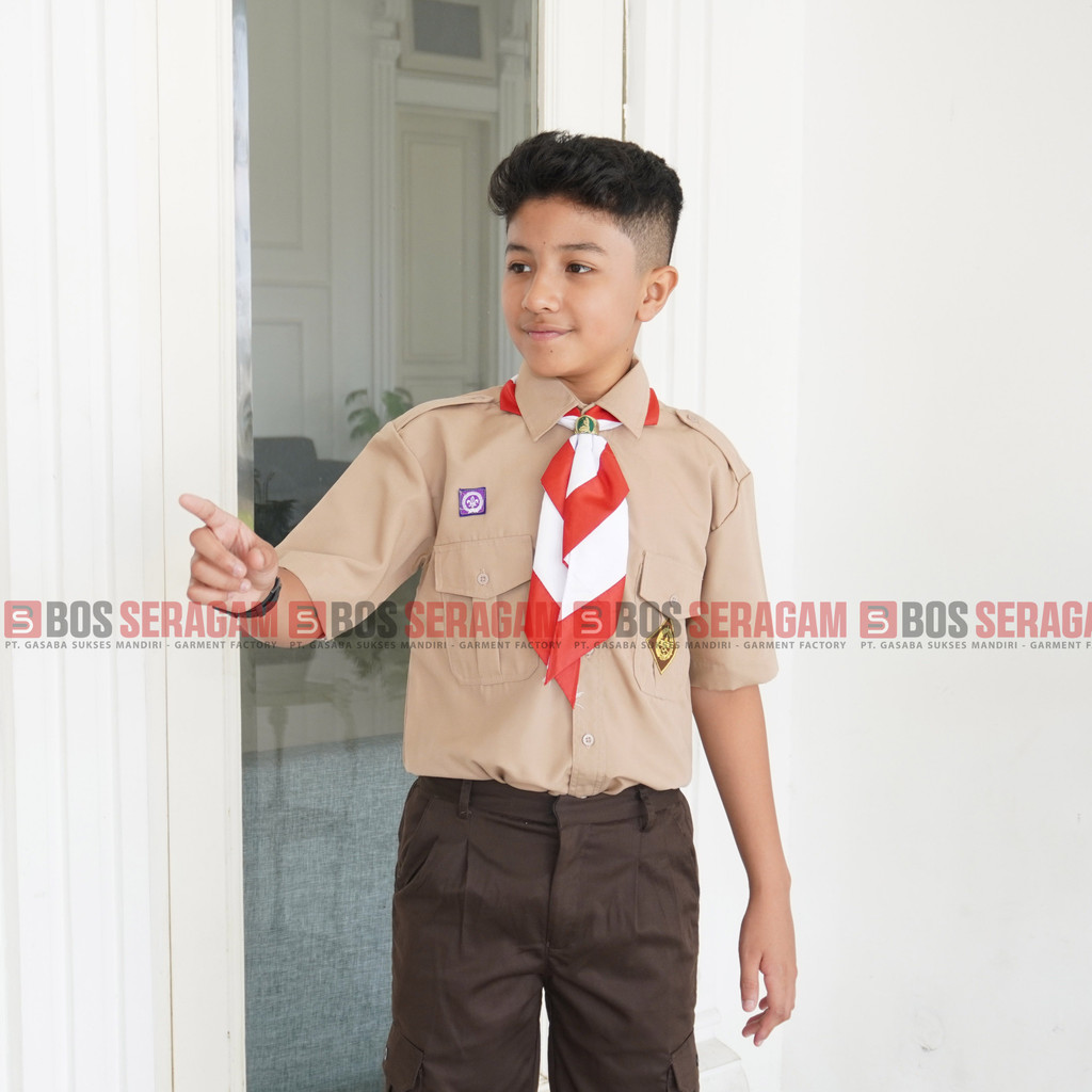 BOS SERAGAM Penggalang Pendek Baju Pramuka Sd Anak Laki Laki Kemeja Seragam Sekolah Penggalang SD