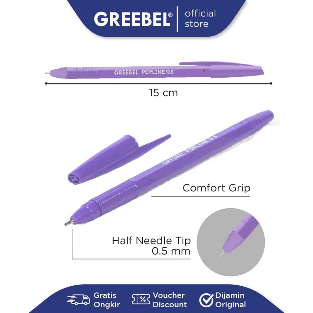 

Hellookids GREEBEL Pulpen Ballpen / Popline 0.5 Tinta Hitam / Ballpoint Bolpen Bolpoin Pena Gel