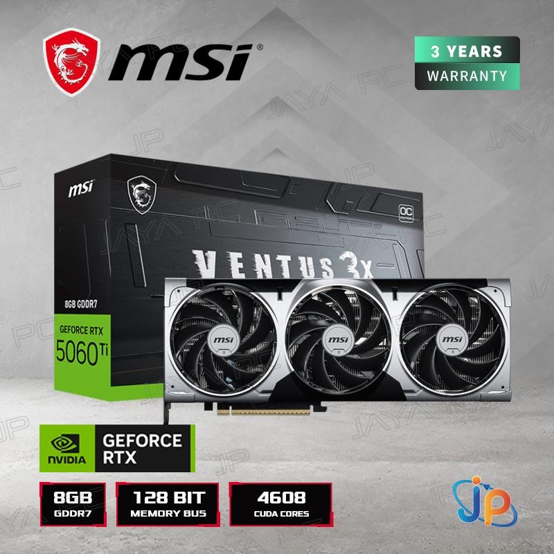 VGA MSI GeForce RTX 5060 Ti Ventus 3X OC 8GB - 8 GB GDDR7