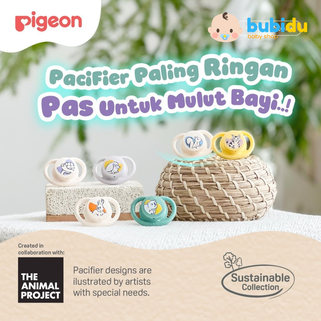 PIGEON Minilight Pacifier SofTouch Sustainable | Perlengkapan Dot Nipple Mpeng Empeng Bayi 0 6 12 1 