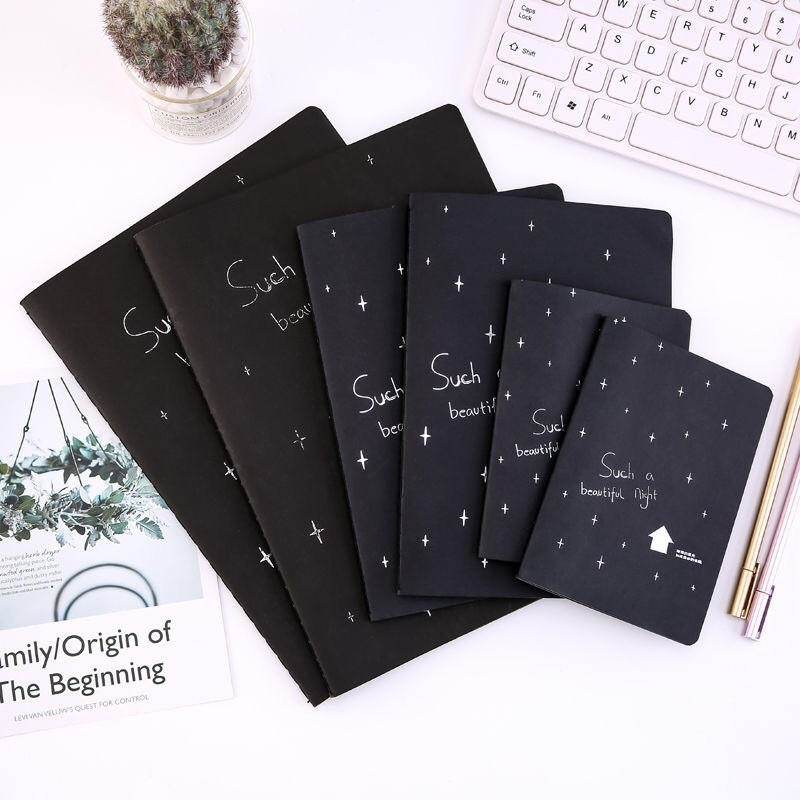 

JHM Buku Tulis Warna Hitam Isi 28 Lembar Buku Catatan Kertas Hitam Ukuran A6 A5 B5 Black Paper Plain Notebook DIY Scrapbook Agenda Foto Diary Kreatif