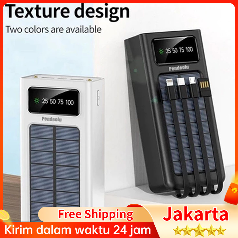 100000 mAh Powerbank Robot Power Bank Solar Cell Tenaga Surya Portable Led Indikator Multifungsi
