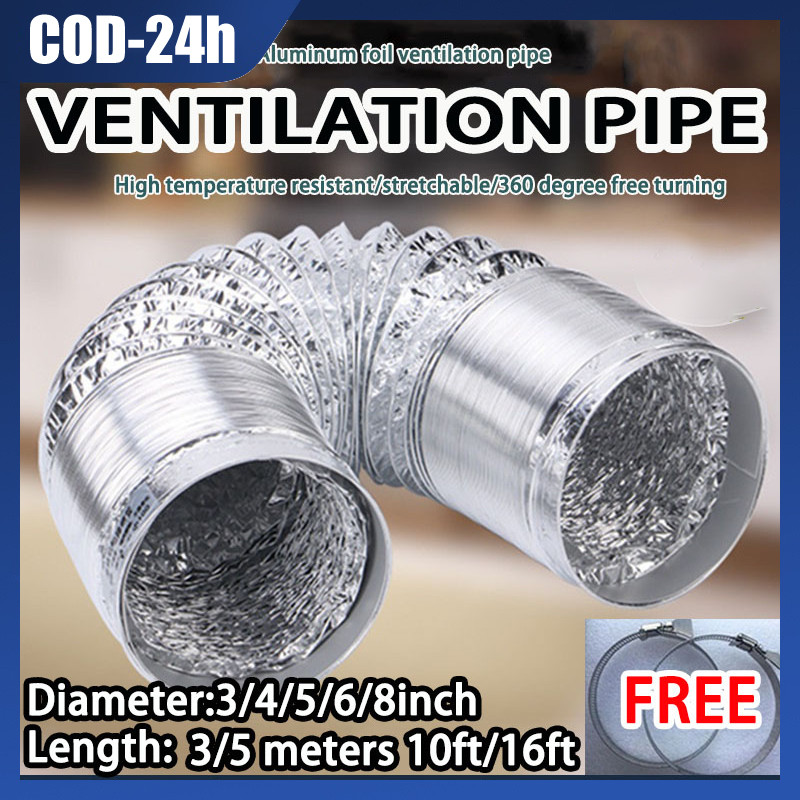 Pipa Exhaust Alumunium Pipa Exhaust Fan Fleksibel Cooker Hood Cerobong Asap Selang Flexible Ducting 