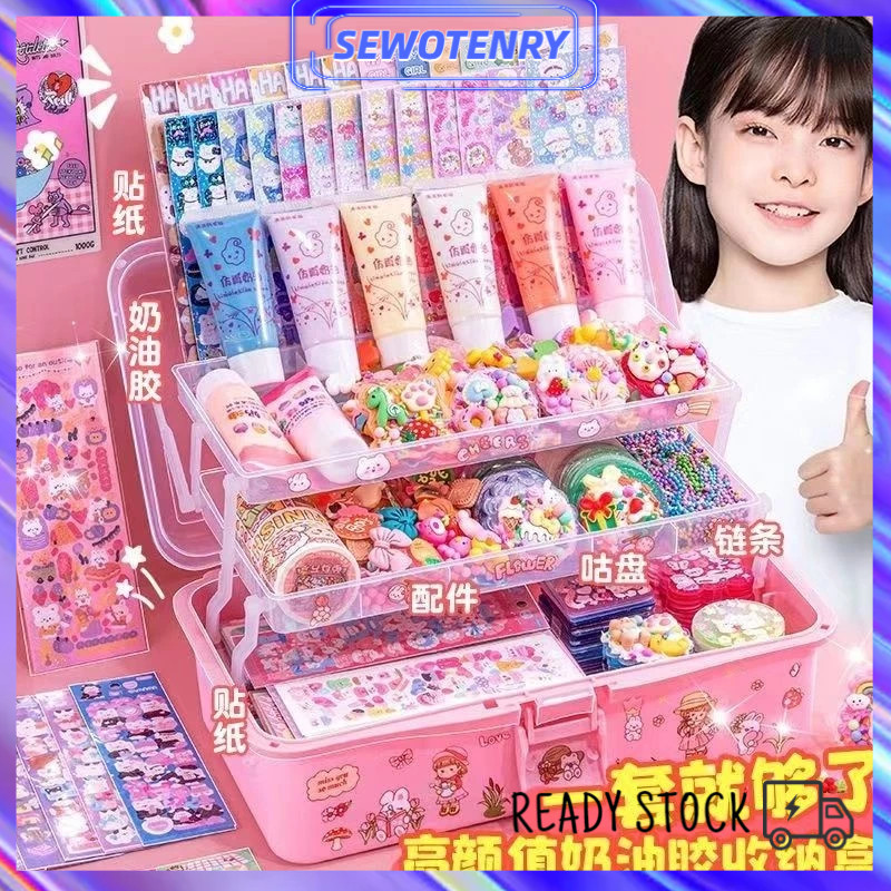 

1019PCS Mewah DIY Guka Set Lem Krim Gantungan Kunci Akrilik DIY Keychain Set Kartu Stiker luca Kotak Guka Cream Gum Kartun Mainan Anak