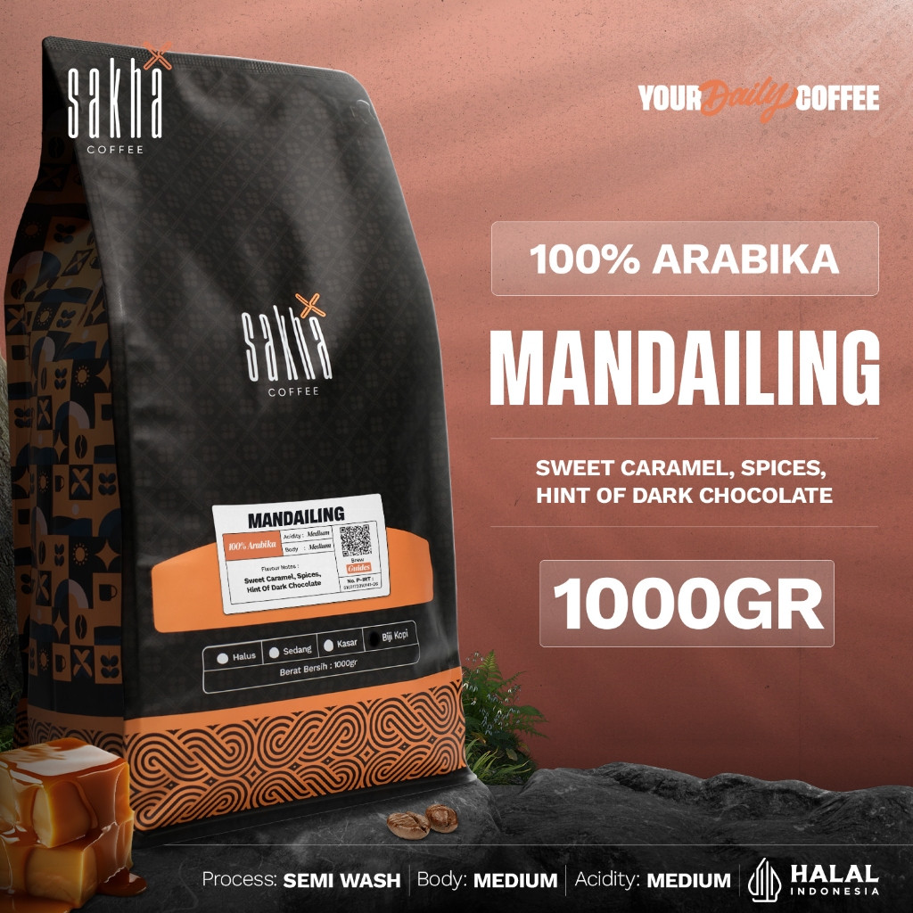 

Biji Kopi Bubuk Arabika Mandailing Mandheling Arabica Coffee Roast Beans Roastery 1Kg
