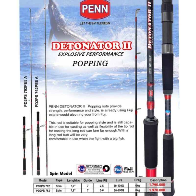 JORAN POPPING PENN DETONATOR II 702 PE2-5 762 PE3-6 | REEL PENN | JORAN SPINNING | JORAN LAUT TERMUR