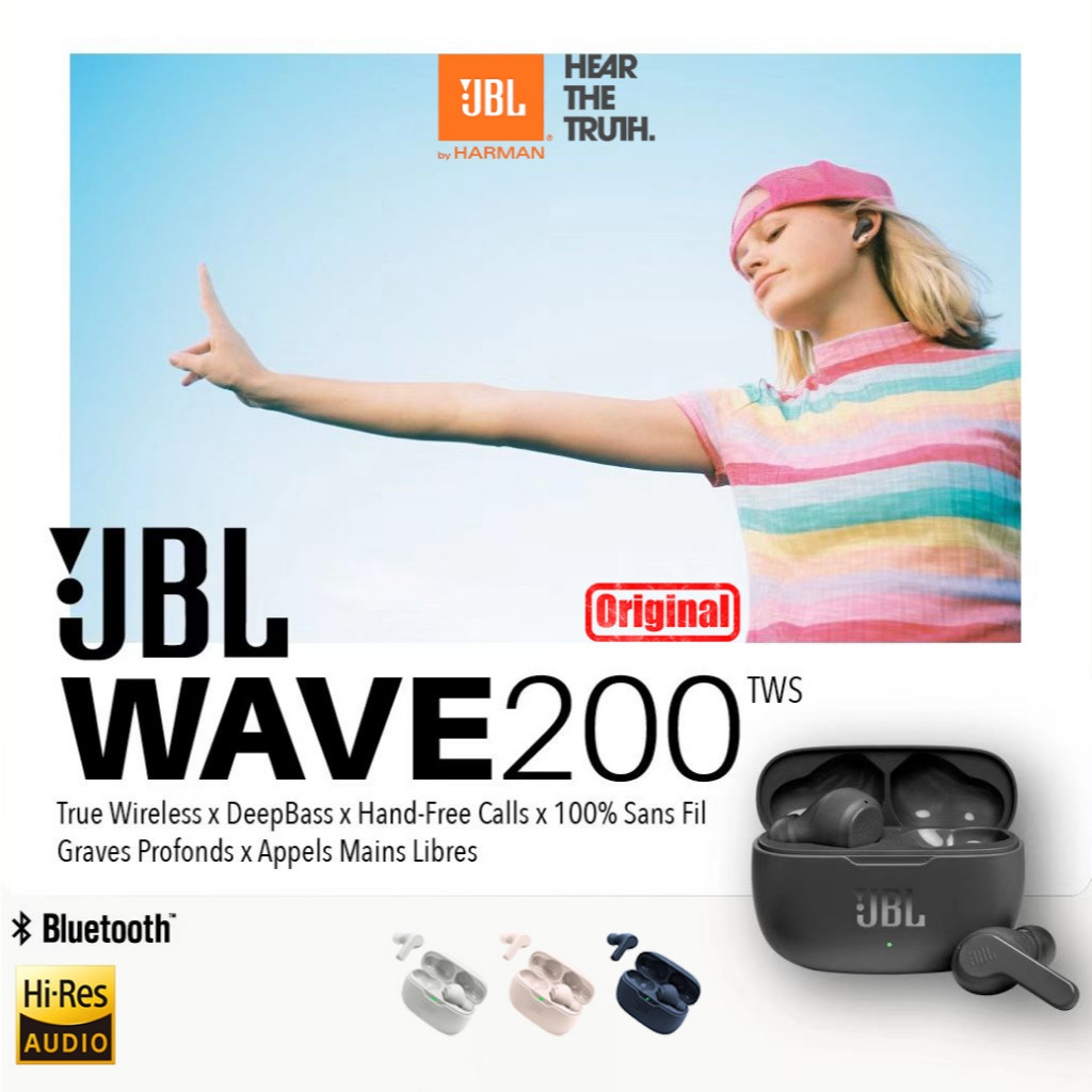 NEW TWS JBL Original 100% / JBL Wave 200 TWS True Wireless Earbuds In-Ear Noise Cancelling Headphone