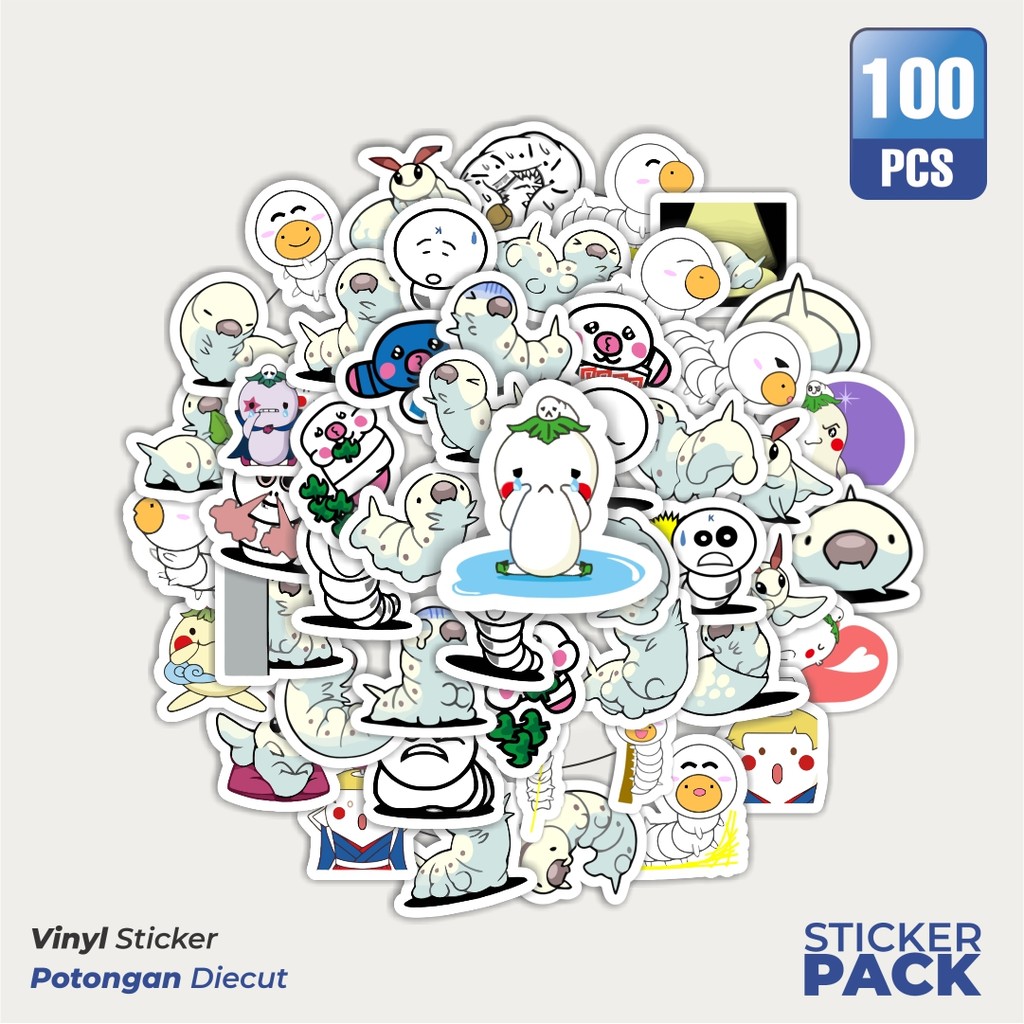 

Stiker Vinyl Hewan Ulat Sutera Waterproof Aesthetic- Untuk Laptop, Motor, dan Helm - Paper Stationery Pack